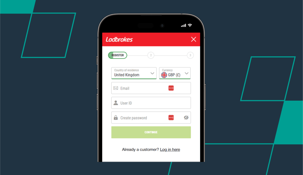 screenshot of ladbrokes registration page